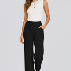 Women's Palazzo Pants | High Waist Pull-On Wide Leg Side Pockets