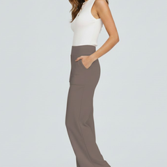 Women's Palazzo Pants | High Waist Pull-On Wide Leg Side Pockets