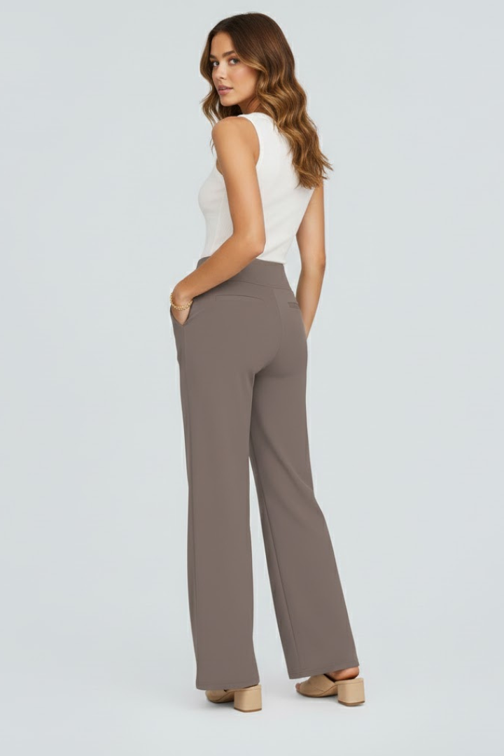 Women's Palazzo Pants | High Waist Pull-On Wide Leg Side Pockets