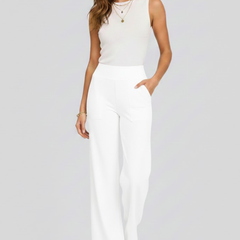 Women's Palazzo Pants | High Waist Pull-On Wide Leg Side Pockets