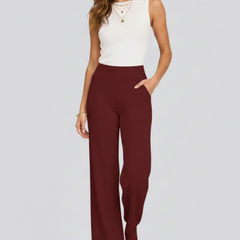 Women's Palazzo Pants | High Waist Pull-On Wide Leg Side Pockets