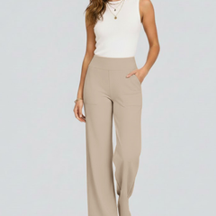 Women's Palazzo Pants | High Waist Pull-On Wide Leg Side Pockets
