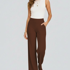 Women's Palazzo Pants | High Waist Pull-On Wide Leg Side Pockets