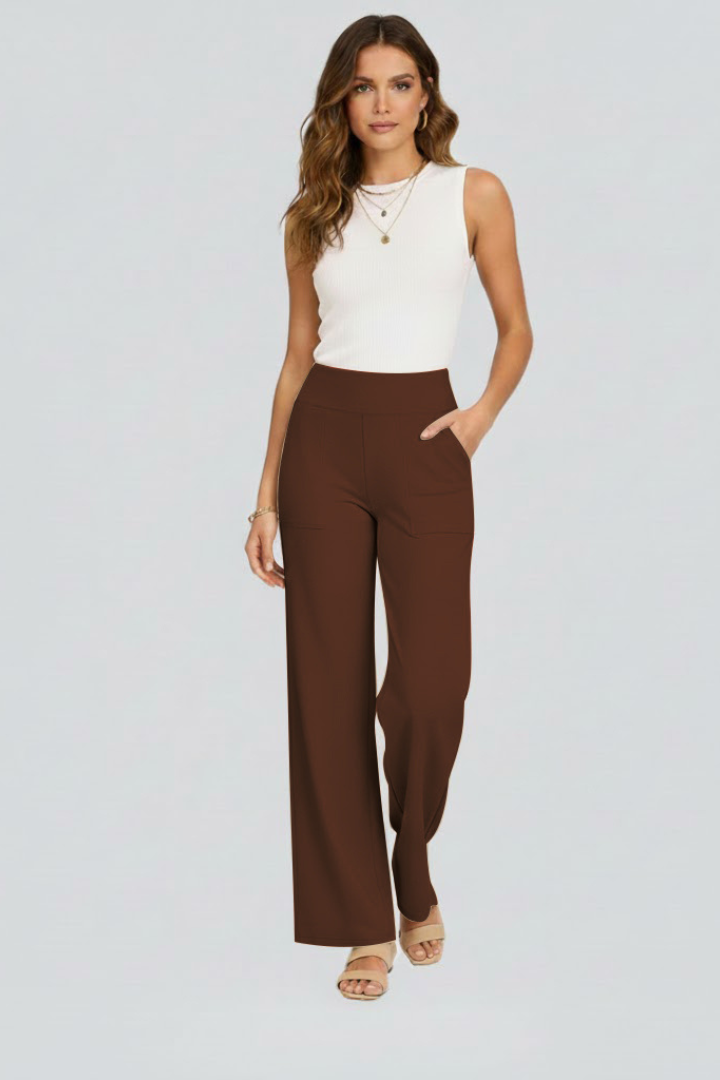 Women's Palazzo Pants | High Waist Pull-On Wide Leg Side Pockets