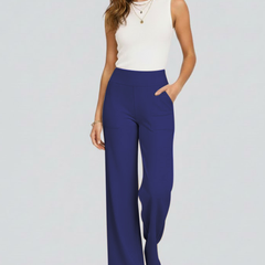 Women's Palazzo Pants | High Waist Pull-On Wide Leg Side Pockets