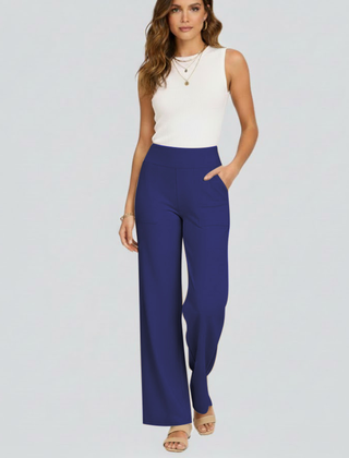 Women's Palazzo Pants | High Waist Pull-On Wide Leg Side Pockets