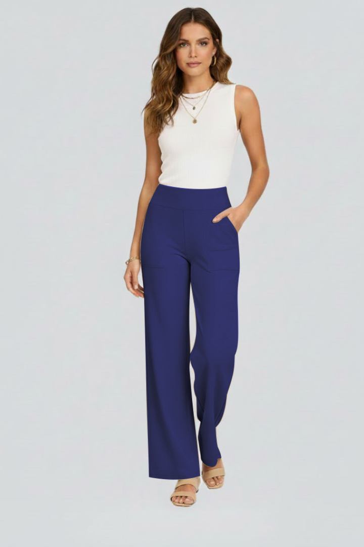 Women's Palazzo Pants | High Waist Pull-On Wide Leg Side Pockets