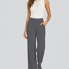 Women's Palazzo Pants | High Waist Pull-On Wide Leg Side Pockets