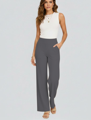 Women's Palazzo Pants | High Waist Pull-On Wide Leg Side Pockets