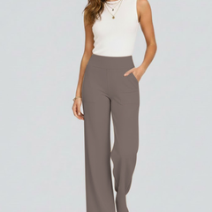 Women's Palazzo Pants | High Waist Pull-On Wide Leg Side Pockets