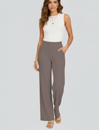 Women's Palazzo Pants | High Waist Pull-On Wide Leg Side Pockets