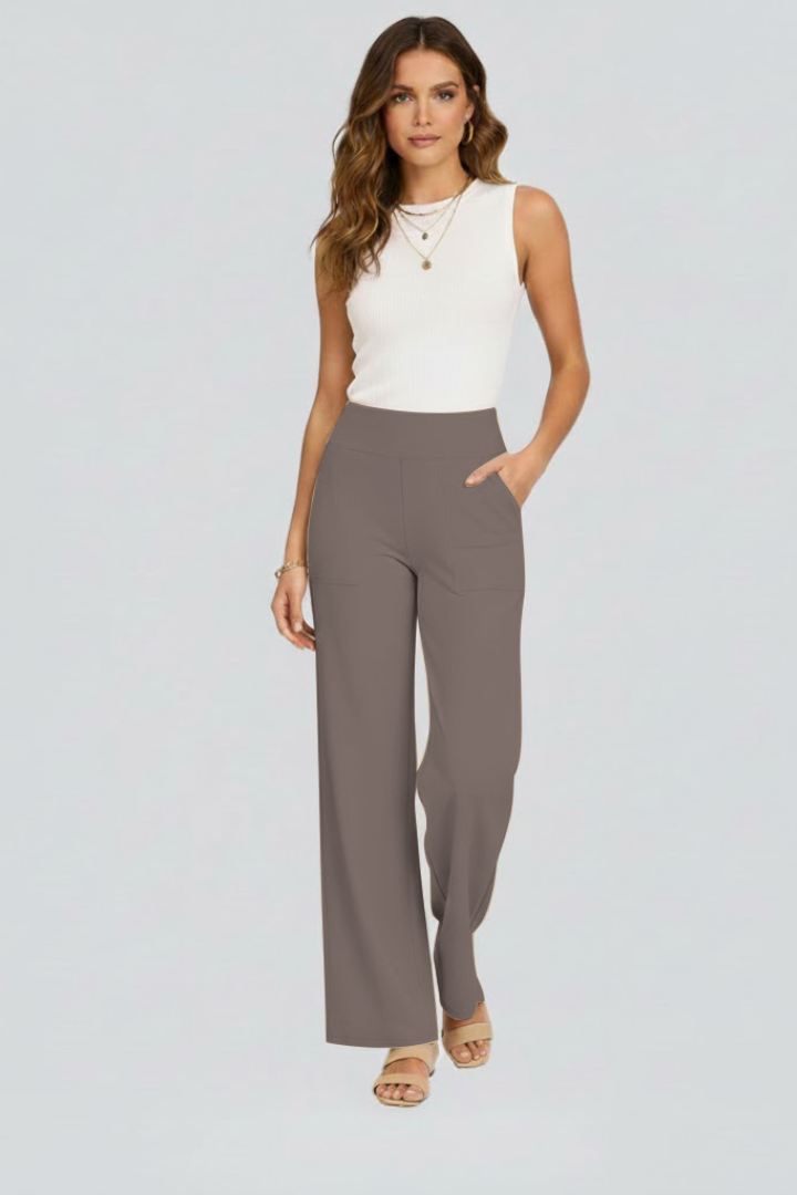 Women's Palazzo Pants | High Waist Pull-On Wide Leg Side Pockets