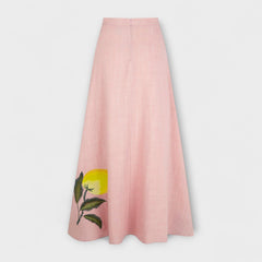 Women's Midi Skirt | Maxi Length Linen Print A-Line