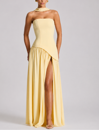 Women's Strapless Dress | Maxi Length Open Back Scarf