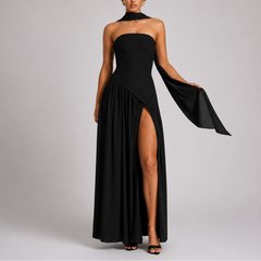 Women's Strapless Dress | Maxi Length Open Back Scarf