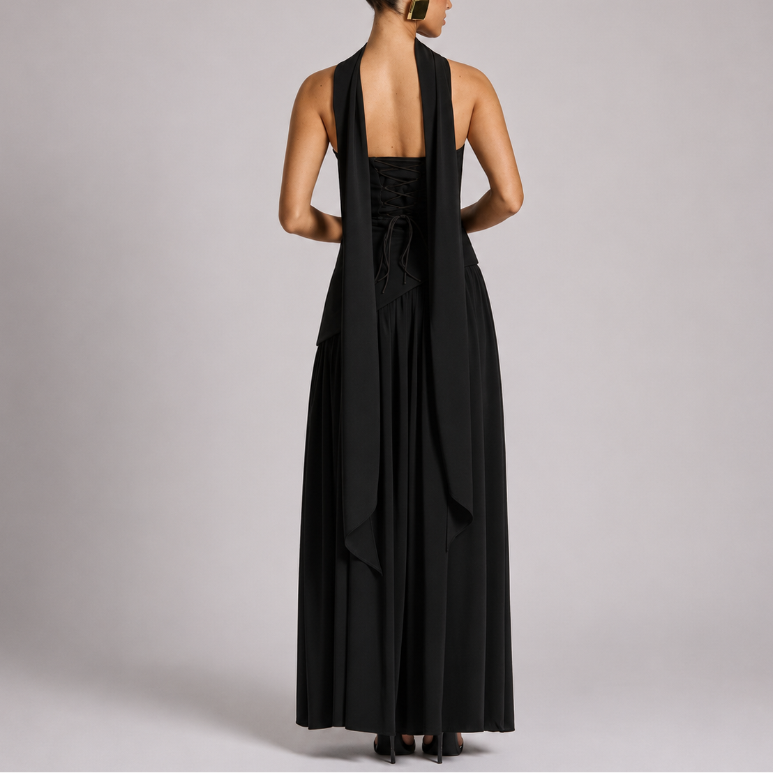 Women's Strapless Dress | Maxi Length Open Back Scarf