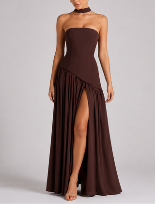 Women's Strapless Dress | Maxi Length Open Back Scarf