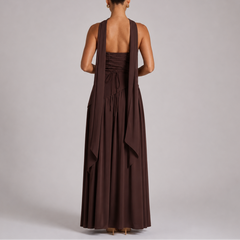 Women's Strapless Dress | Maxi Length Open Back Scarf