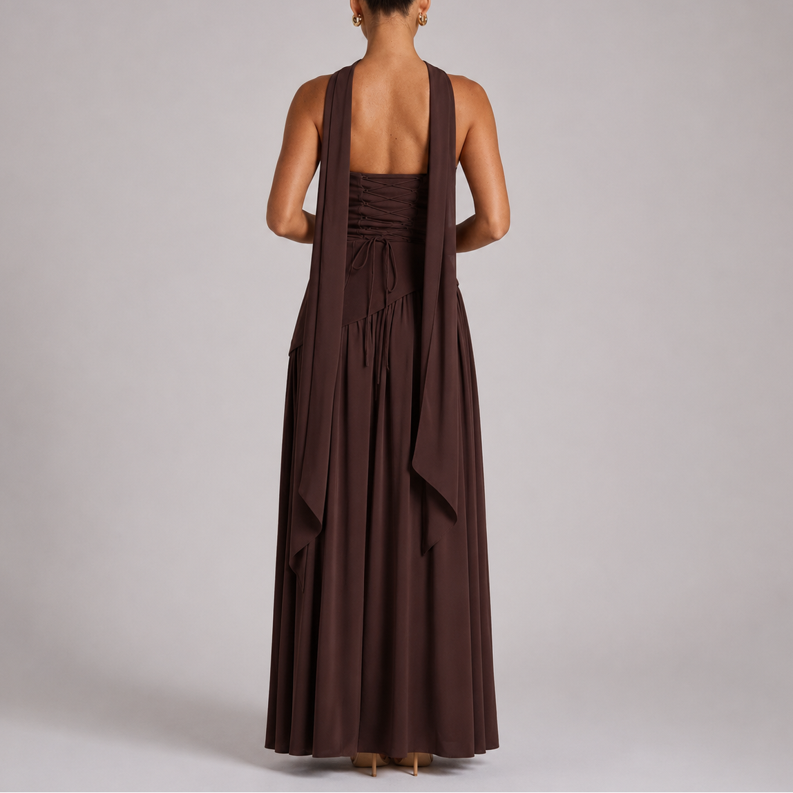 Women's Strapless Dress | Maxi Length Open Back Scarf