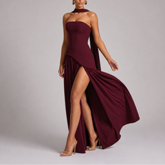 Women's Strapless Dress | Maxi Length Open Back Scarf