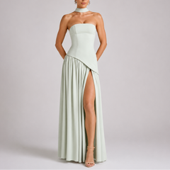 Women's Strapless Dress | Maxi Length Open Back Scarf