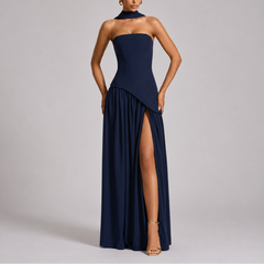 Women's Strapless Dress | Maxi Length Open Back Scarf