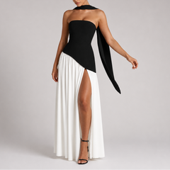 Women's Strapless Dress | Maxi Length Open Back Scarf