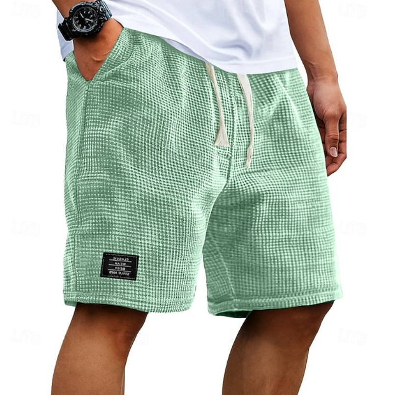 Men's Bermuda Shorts | Waffle Knit Drawstring Relaxed Fit