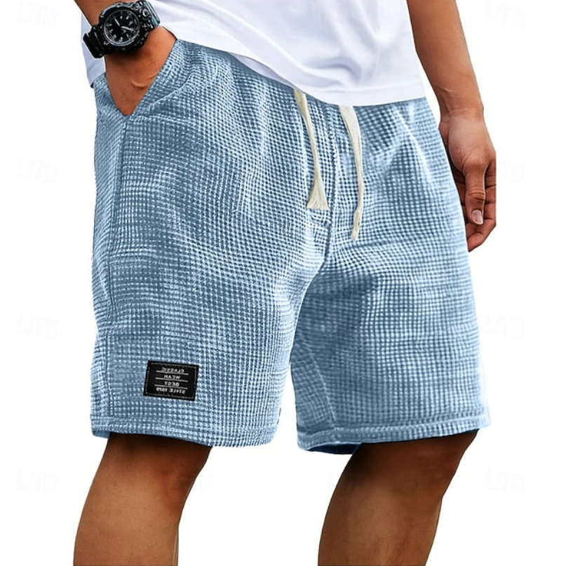 Men's Bermuda Shorts | Waffle Knit Drawstring Relaxed Fit
