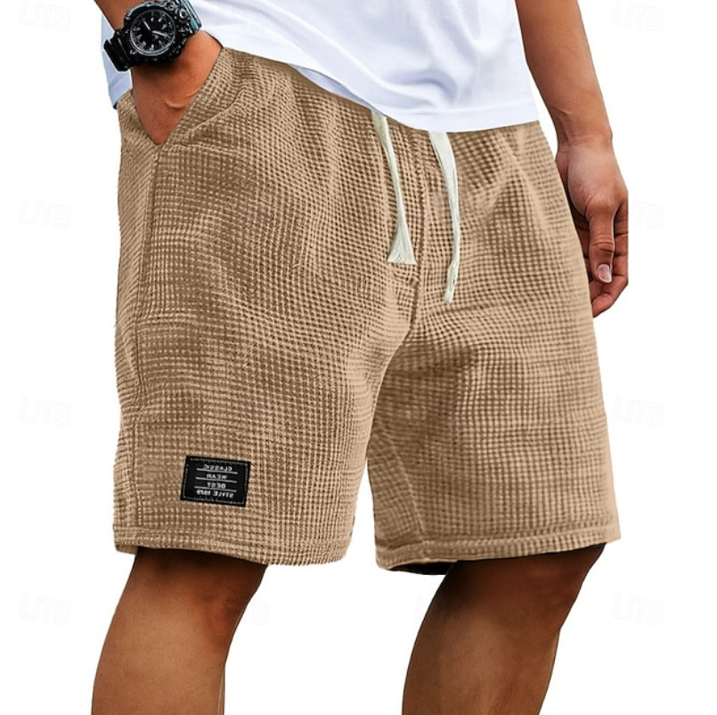 Men's Bermuda Shorts | Waffle Knit Drawstring Relaxed Fit