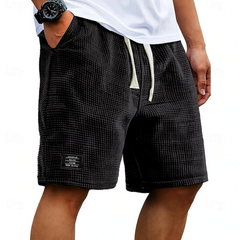 Men's Bermuda Shorts | Waffle Knit Drawstring Relaxed Fit