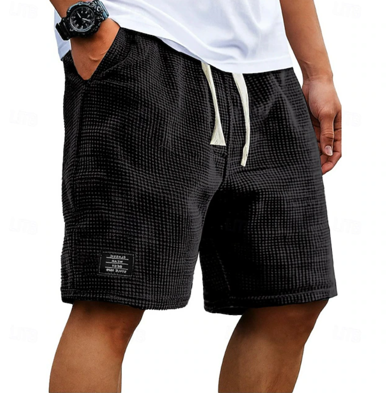 Men's Bermuda Shorts | Waffle Knit Drawstring Relaxed Fit