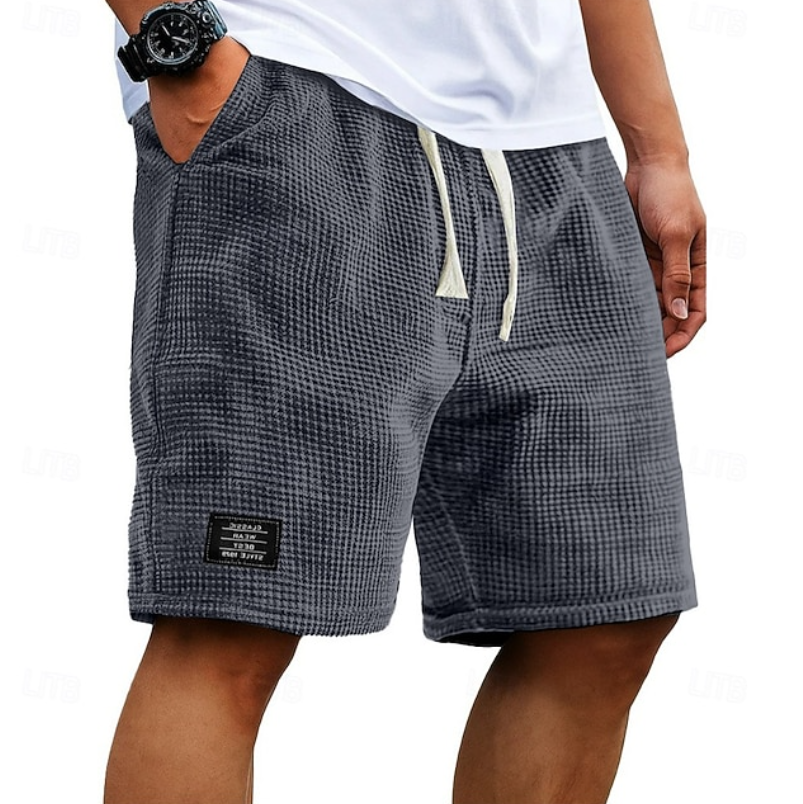 Men's Bermuda Shorts | Waffle Knit Drawstring Relaxed Fit