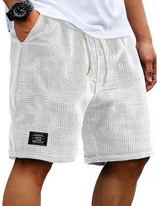 Men's Bermuda Shorts | Waffle Knit Drawstring Relaxed Fit