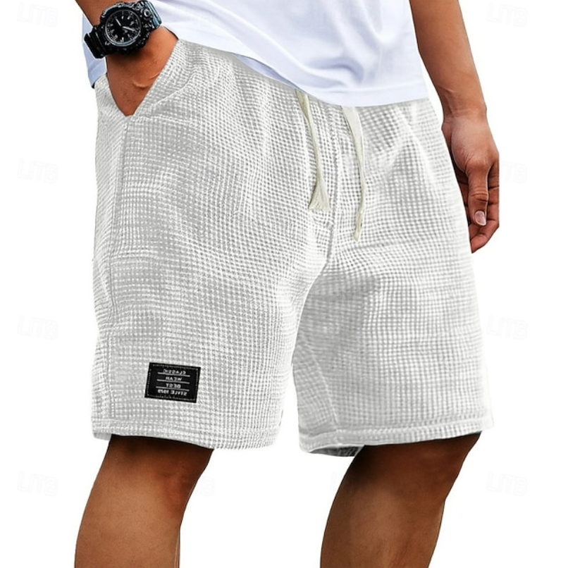 Men's Bermuda Shorts | Waffle Knit Drawstring Relaxed Fit