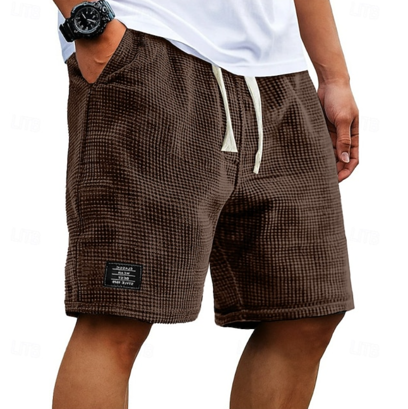 Men's Bermuda Shorts | Waffle Knit Drawstring Relaxed Fit