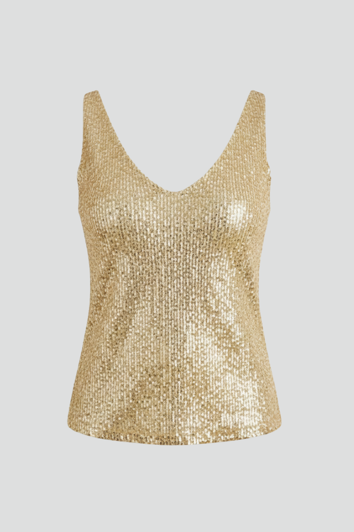 Women's Sequin Top | V-Neck Sleeveless Tank