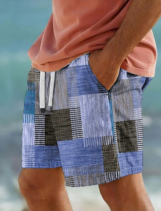 Men's Swim Shorts | Patchwork Relaxed Fit Drawstring