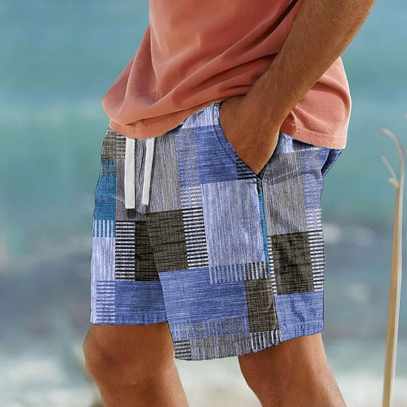 Men's Swim Shorts | Patchwork Relaxed Fit Drawstring