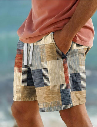 Men's Swim Shorts | Patchwork Relaxed Fit Drawstring