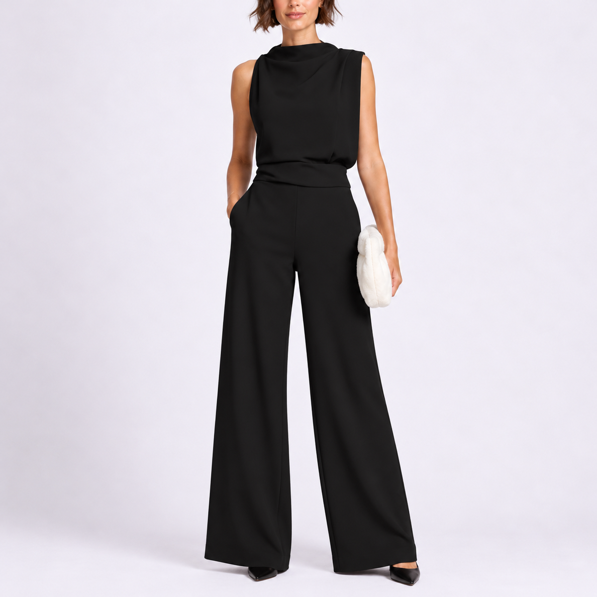 Women's Playsuit | Sleeveless High Neck Wide Leg