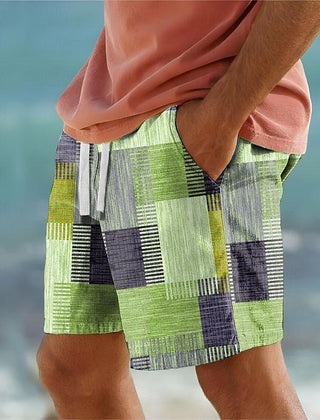 Men's Swim Shorts | Patchwork Relaxed Fit Drawstring