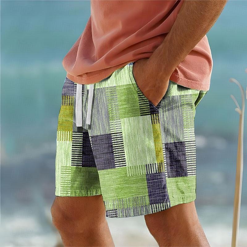 Men's Swim Shorts | Patchwork Relaxed Fit Drawstring