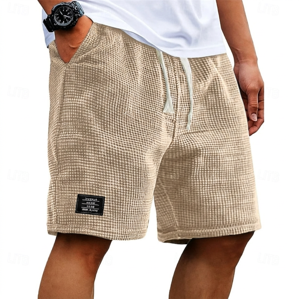 Men's Bermuda Shorts | Waffle Knit Drawstring Relaxed Fit