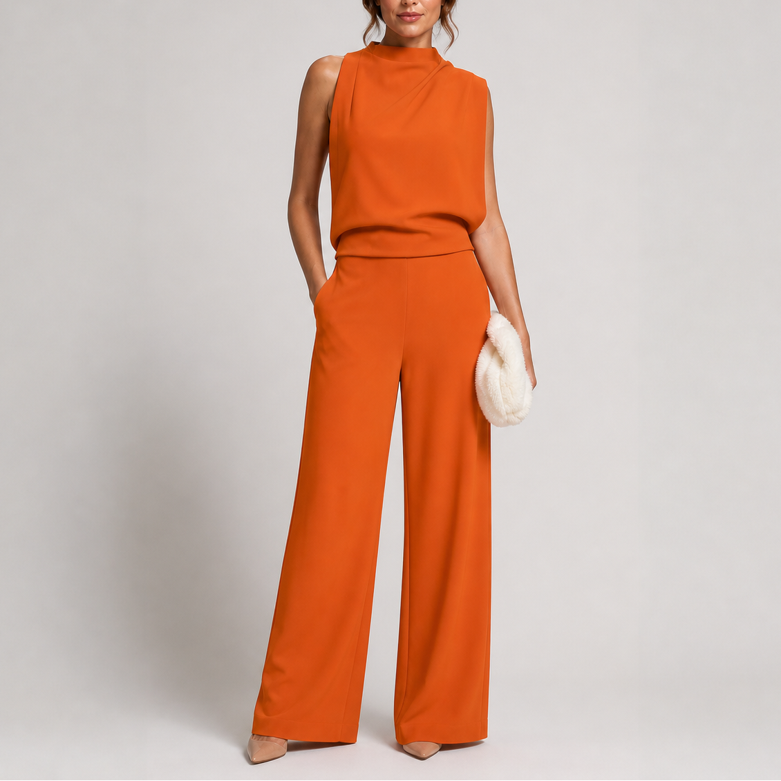 Women's Playsuit | Sleeveless High Neck Wide Leg