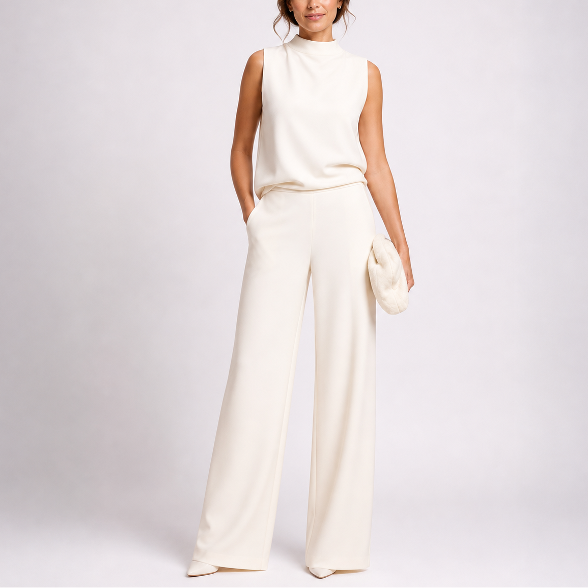 Women's Playsuit | Sleeveless High Neck Wide Leg