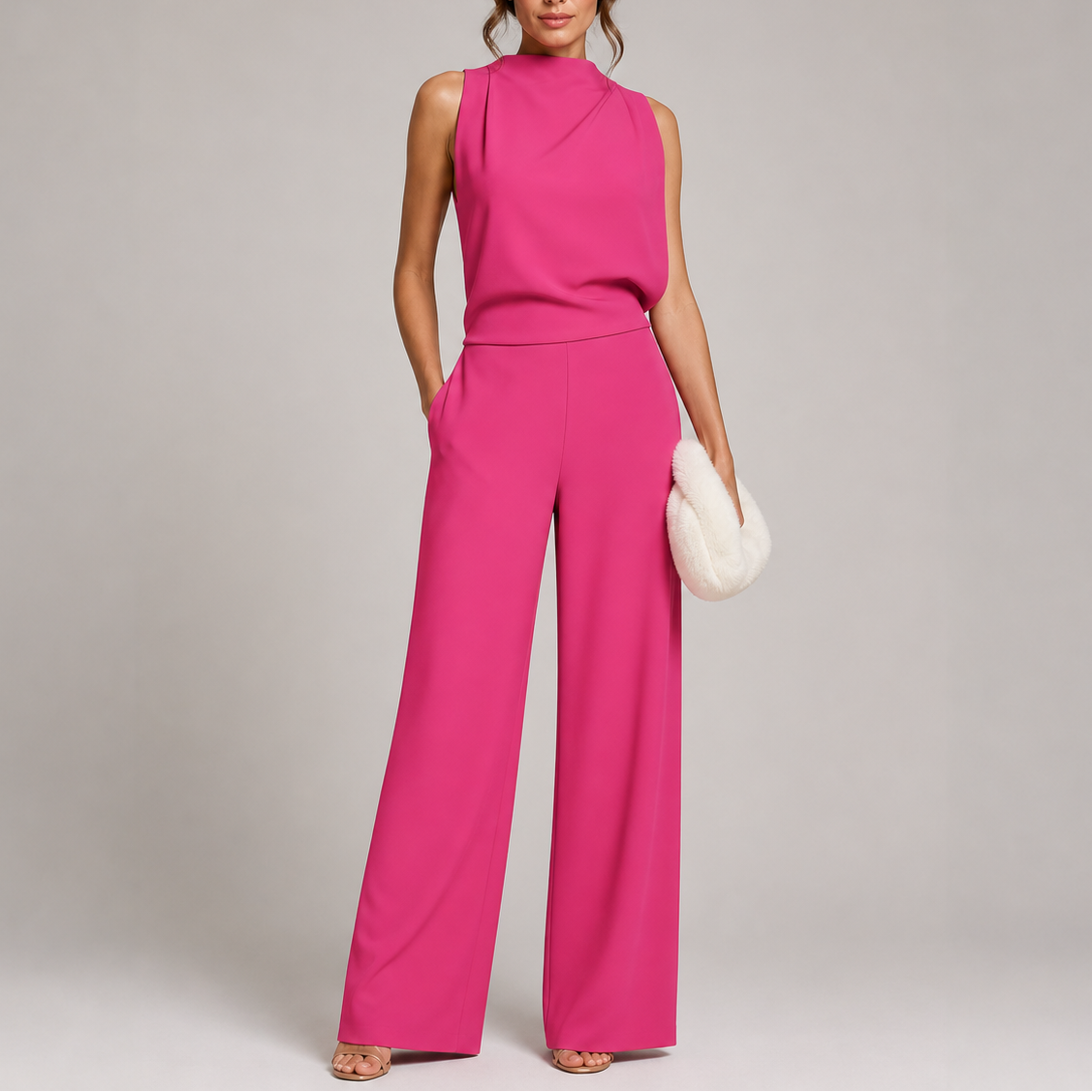 Women's Playsuit | Sleeveless High Neck Wide Leg